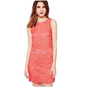 Vince Camuto Sleeveless Lace Sheath Dress Coral Woman’s Size 12